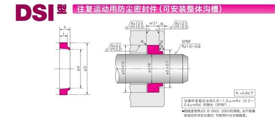 Original do Japão DSI Tipo Pousada Tipo Amarelo Selo de Óleo Hidráulico Anel de Selo de pistão resistente à pressão e ao desgaste